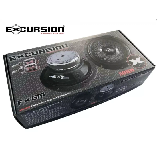 Excursion PX-6C  2-drożny zestaw głośnikowy SQ: 2 tweetery 26mm, 2 woofery 165mm, 4 zwrotnice pasywne - 2ohm, 120/300W, 88dB, 100-30000Hz, głębokość 6